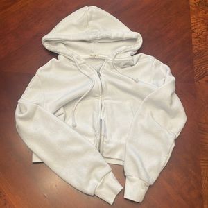John Golt cropped white zip up